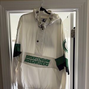 STARTER White and Green Bomber Jacket